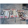Three Vintage Metal Gas Price Signs (Gas Station, "Gallon Era") — Largest 48" X 30"