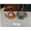 Copper Kettle; Silver-Plated Two-Handle Bowl; and Glass Carboy