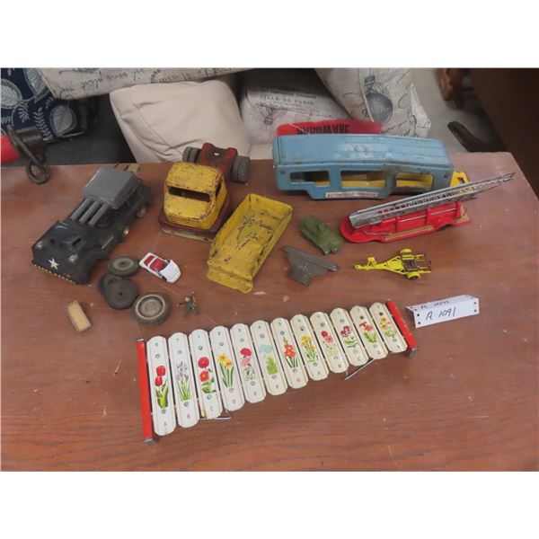 Xylophone; Metal Toy Truck Parts (Husky); and More
