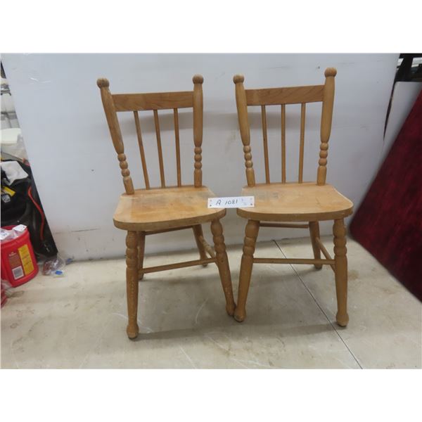 Two Vintage Wooden Children's Chairs