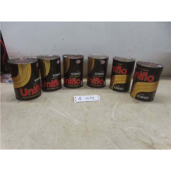 Six Uniflo Esso Oil Cans, 1 Litre