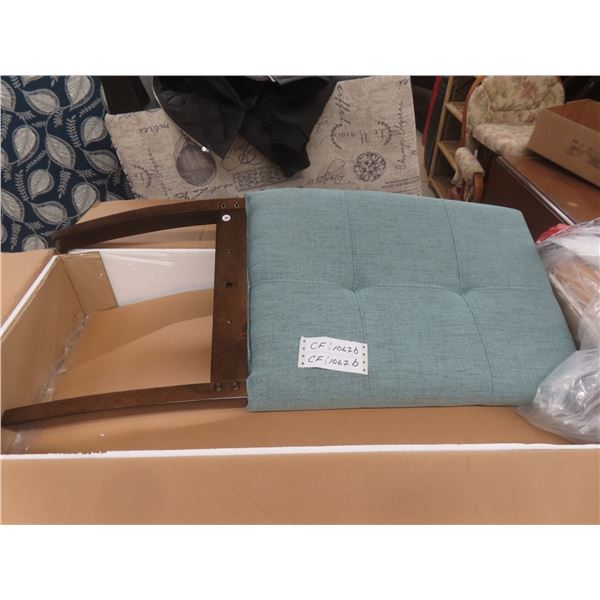 Set of Six Chelsea Chairs with Aqua Cushions, Unassembled New or Store Return