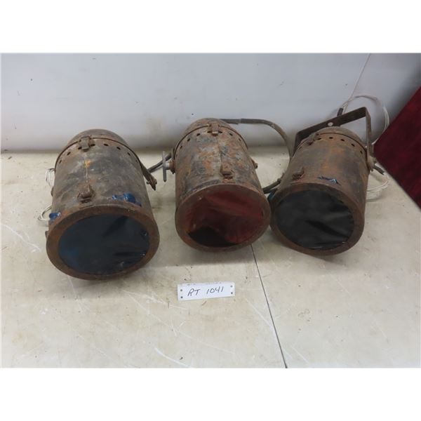Three Vintage Industrial Stage Lights