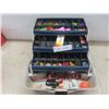 Image 1 : Fishing Tackle Box with Lures, Reel, and Hooks, and More