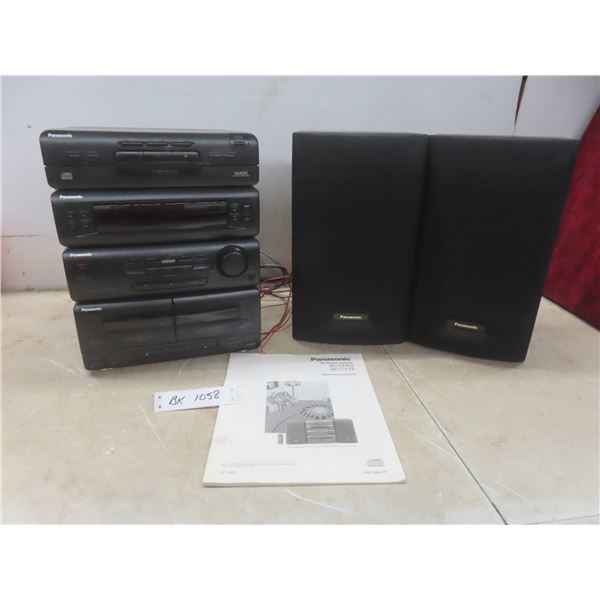 Panasonic CD Stereo System with Double Cassette, CD, Tuner, and Two Speakers