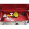 Image 2 : Metal Toolbox with Cordless Power Grinder; Hydraulic 12 Ton Bottle Jack; Screwdrivers;