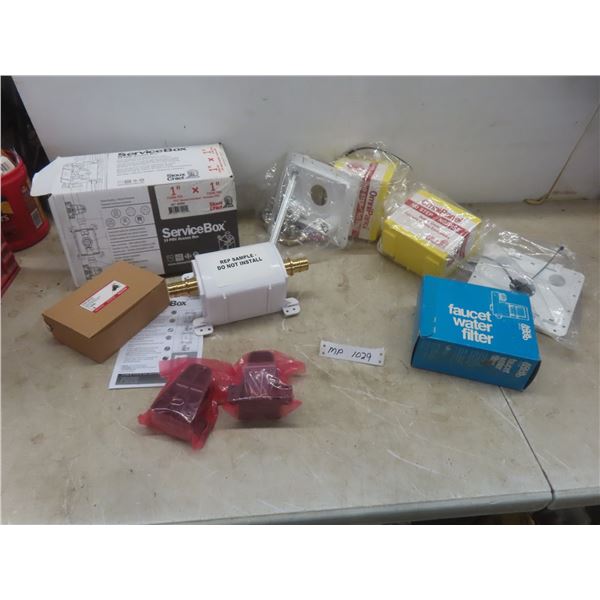 Service Box/prv Access Box; Two Omnipanel Debris Covers; and Water Filter
