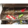 Image 3 : Metal Tackle Box with Assorted Fishing Tackle—Lures, Weights, Line, Hooks, and More.