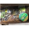 Image 6 : Metal Tackle Box with Assorted Fishing Tackle—Lures, Weights, Line, Hooks, and More.