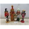 Four Vintage Nutcrackers—Fireman, Fisherman, Paddler, and Wood Gatherer; Tallest Approx. 16".