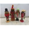 Image 2 : Four Vintage Nutcrackers—Fireman, Fisherman, Paddler, and Wood Gatherer; Tallest Approx. 16".