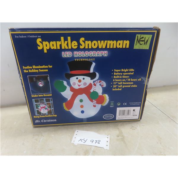 New Sparkle Snowman—Battery-Operated—Approx. 11  Tall with 20  Ground Stake.