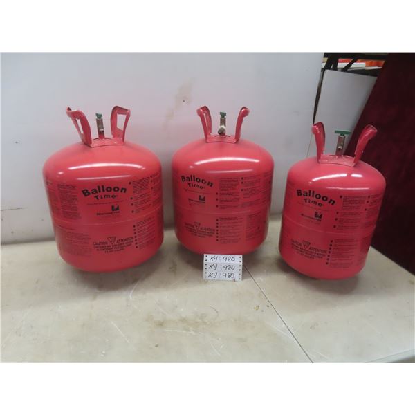 3 Balloon Helium Tanks — Unknown Amount of Product
