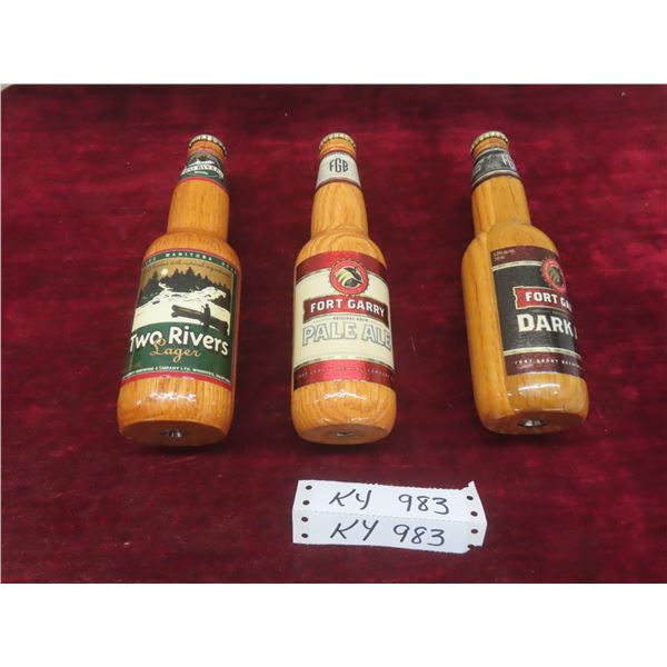 New 3 Wooden Beer Bottle Keg Dispenser Handles