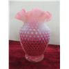 Image 11 : Northwood Blue Opalescent Diamond Point Vase; Fenton Cranberry Ruffled Vase; Imperial ‘Katy Blue’
