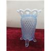 Image 5 : Northwood Blue Opalescent Diamond Point Vase; Fenton Cranberry Ruffled Vase; Imperial ‘Katy Blue’