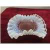 Image 4 : Vintage Fenton Hobnail Opalescent Ruffled Bowl, Moonstone Creamer and Footed Bud Vase