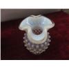Image 9 : Vintage Fenton Hobnail Opalescent Ruffled Bowl, Moonstone Creamer and Footed Bud Vase