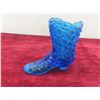 Image 2 : Vintage Fenton Cobalt Blue Daisy and Button Shoe Boot + Pink Rose Art Glass Hobnail Cat Head