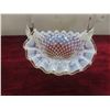 Image 3 : 3 Pieces Vintage Fenton Glass, Hobnail Opalescent Basket, Bud Vase and Candy Dish