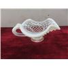 Image 9 : 3 Pieces Vintage Fenton Glass, Hobnail Opalescent Basket, Bud Vase and Candy Dish