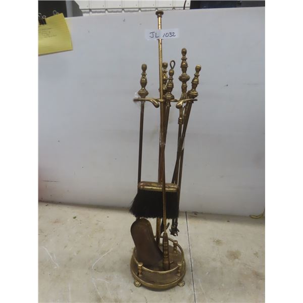 Five-Tool Brass Fireplace Set