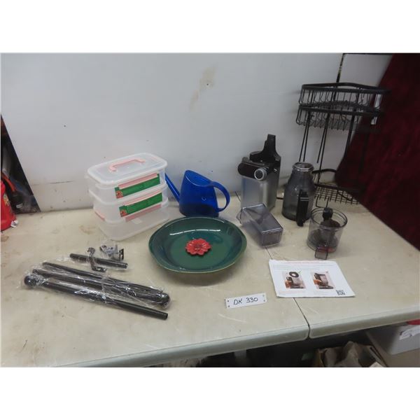 Anybear Fruit Processor/Drink Maker; Three-Tier Metal Corner Shelf; Curtain Rod; and More