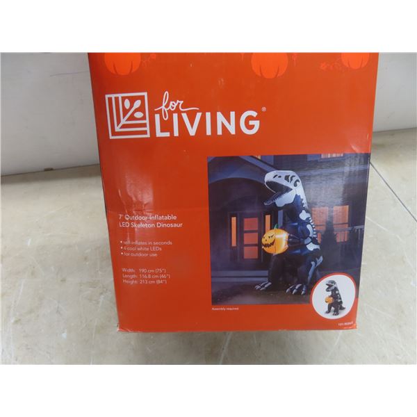 Seven-Foot Outdoor Inflatable LED Skeleton Dinosaur