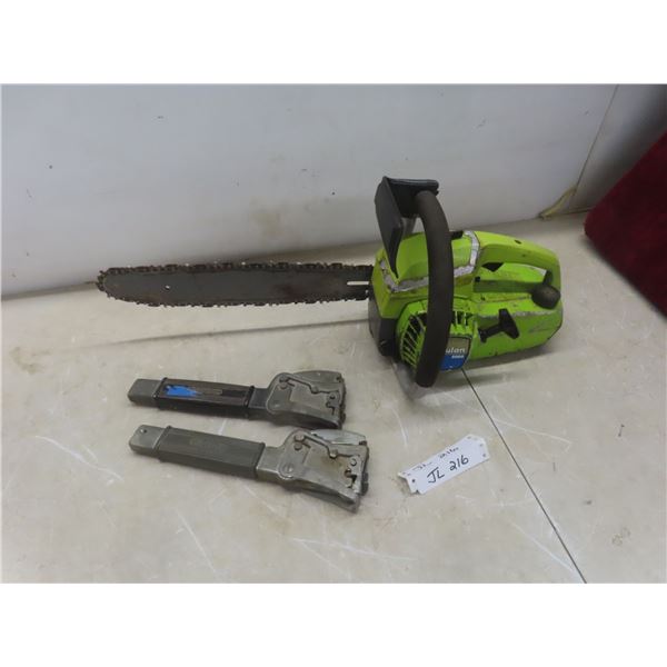 Gas Poulan 2000 Chainsaw (Needs Tune-Up) and Two Antique Bostitch Staplers