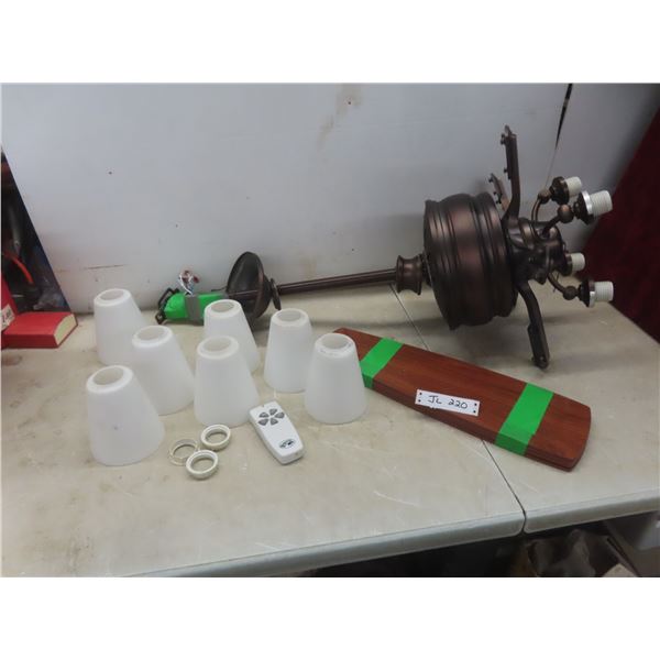 52  Ceiling Fan with Four Lights, Three Extra Shades, and Remote (Working)