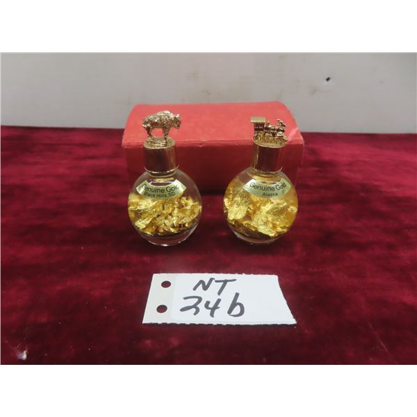 Two Bottles with 10oz of Gold Flakes in Each (Black Hills SD and Alaska)