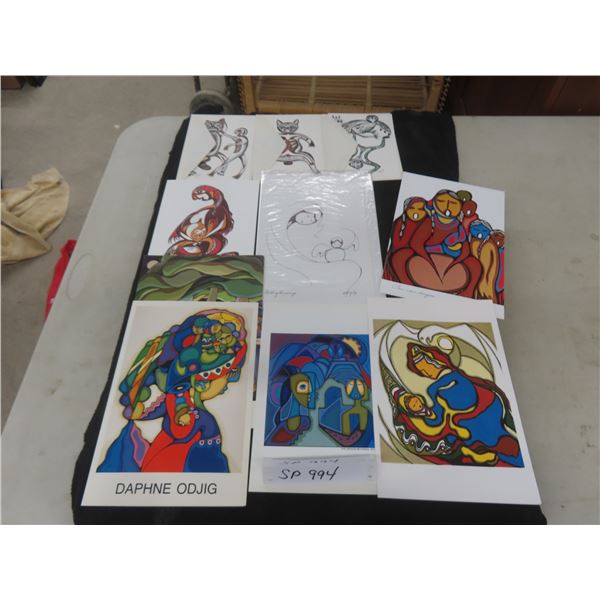 Ten Daphne Odjig Art Cards, Largest 9" x 6" - Directly From Her Estate