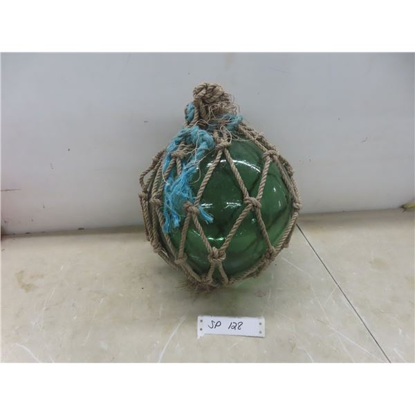 Large Vintage Japanese Glass Fishing Float, 11" High