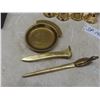 Image 8 : Brass Items: Candlestick, Tray, Eagle, Change Tray, Bells, and More