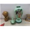 Image 10 : Porcelain Vase with Cap; Praying Child Figure; Barometer; Temp/Humidity Instrument; Wooden Butterfl