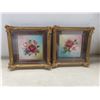 Image 2 : Vintage 18" x 12" Convex Picture Frame and Two 6" x 6" Flower Pictures