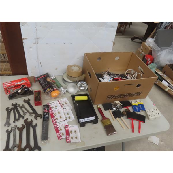 Paint Tray; Foam Brushes; Flashlight Bulbs; Rose Planter; Files; Flood Light; Wrenches; and More