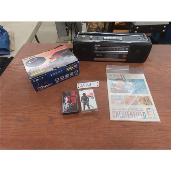 Sony CD Walkman; Sony FM/AM Stereo Cassette Recorder (CFS-210); Two Cassettes; Harlem Globetrotters