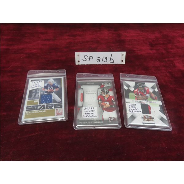 2009 Threads Cards: Matt Ryan Fabric, Peyton Manning Patch, and Michael Turner Three-Colour Threads