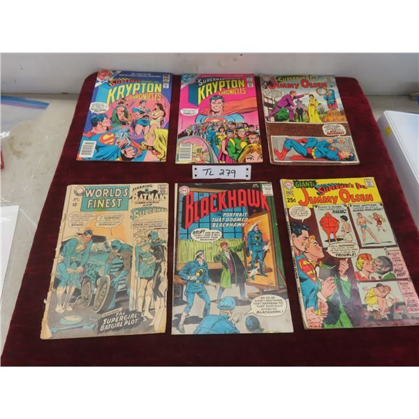 Five DC Comics (Superman, Blackhawk, World’s Finest; 12¢–60¢)