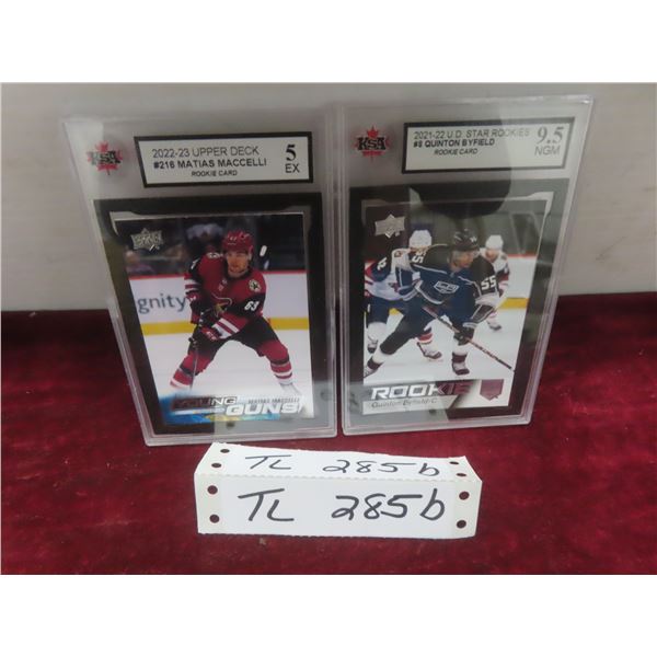 Matias Maccelli and Quinton Byfield Graded Rookie Hockey Cards