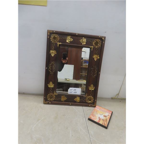 Vintage Ornate 23" x 17" Mirror and Pope John Paul II DVD