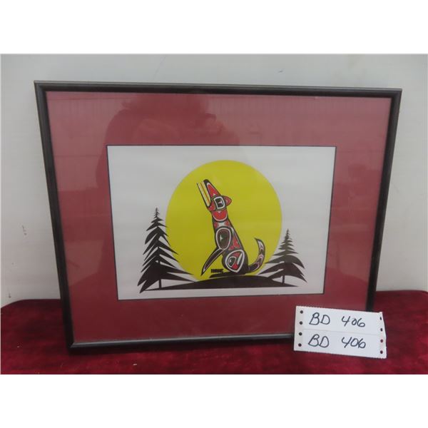 First Nations Northwest Coast Framed Print “Howling Wolf” by M.S.