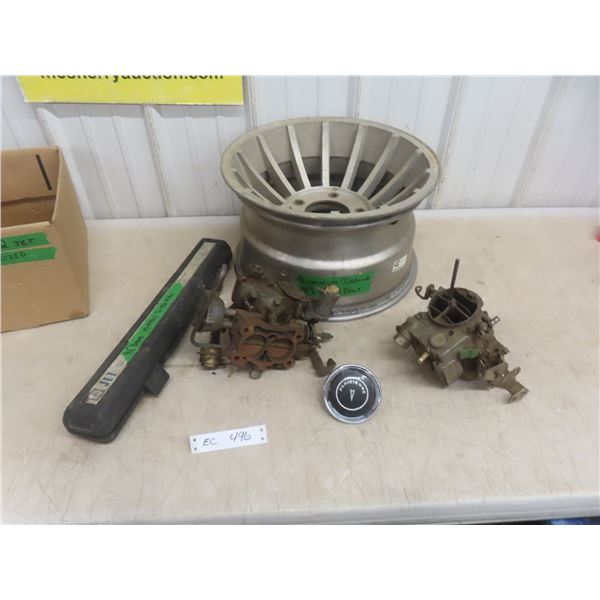 Two Rochester 2-Jet Carburetors (Not Seized), Aluminum Turbine (15" × 8.5", 5-Bolt), and 1½" Drive