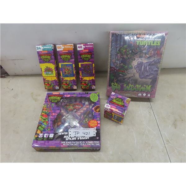 TMNT Trouble Game, Board Game, and Four Factory-Sealed Puzzles