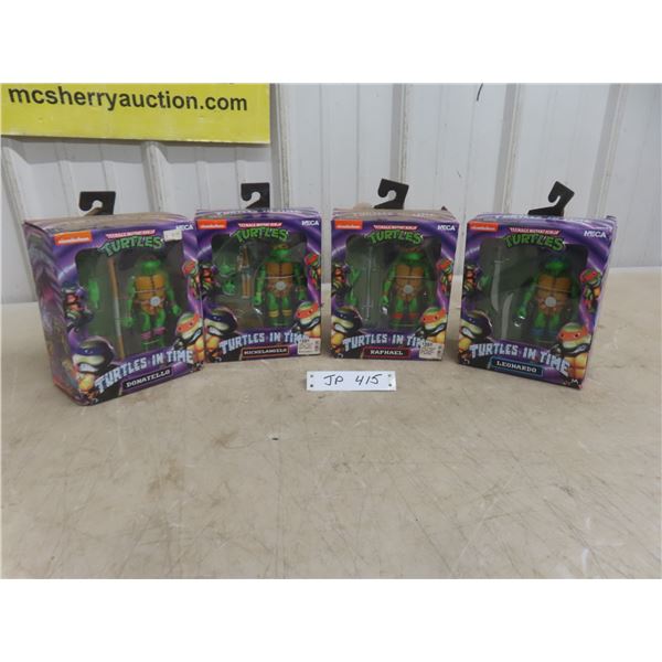 Four TMNT “Turtles in Time” Figures in Original Boxes