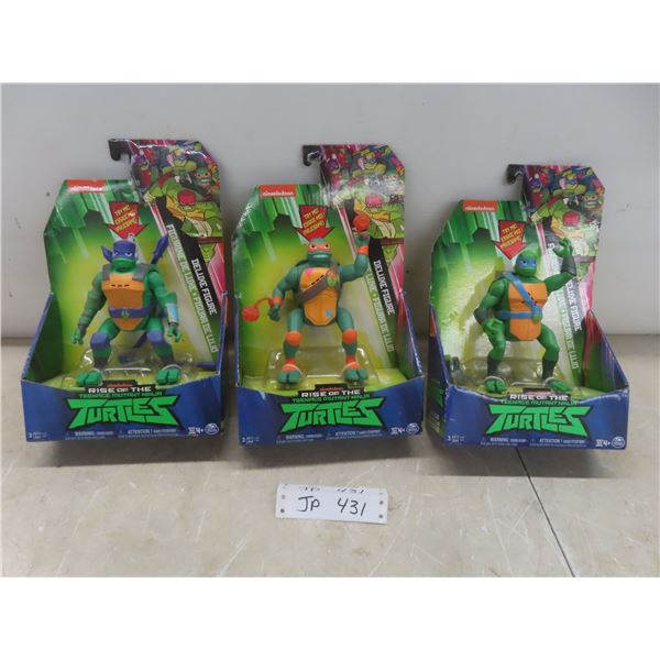 Three “Rise of the TMNT” Figures in Original Packaging