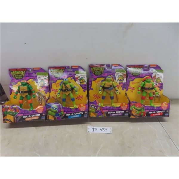Four TMNT Ninja Shouts Figures in Original Packaging