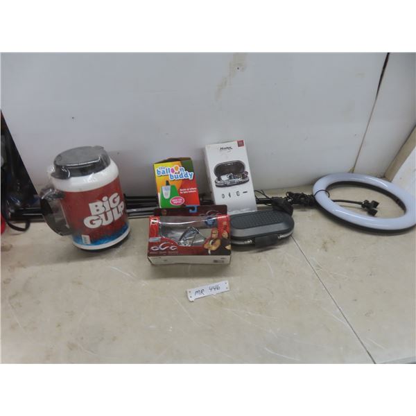 Factory-Sealed Giant Big Gulp Mug, Balloon Buddy Electric Inflator, Master Lock, Maple Leafs