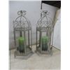 Image 6 : Decorative Metal Framed Mirror (29" × 20"), Two Lanterns, Candlestick, and Kmart Coal-Oil Lamp